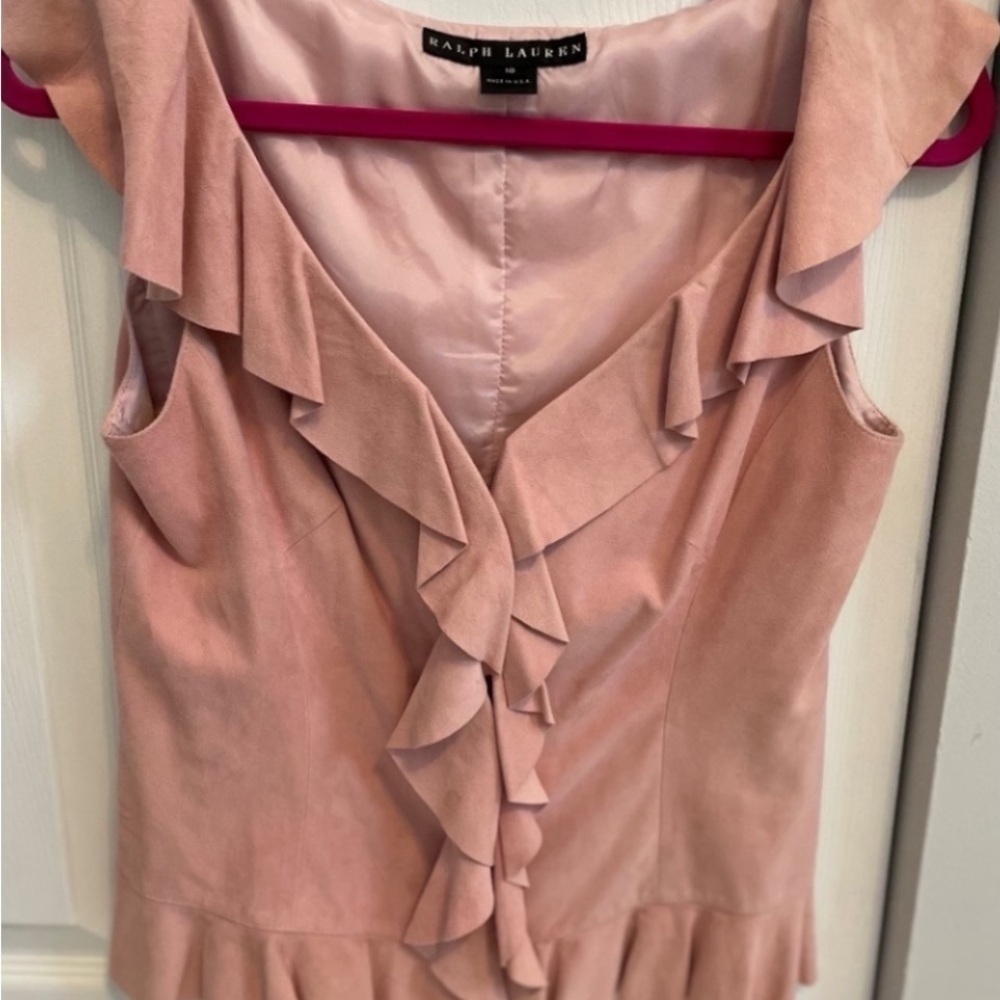 Vintage Ralph Lauren collection black label goat suede blouse. NWOT.         